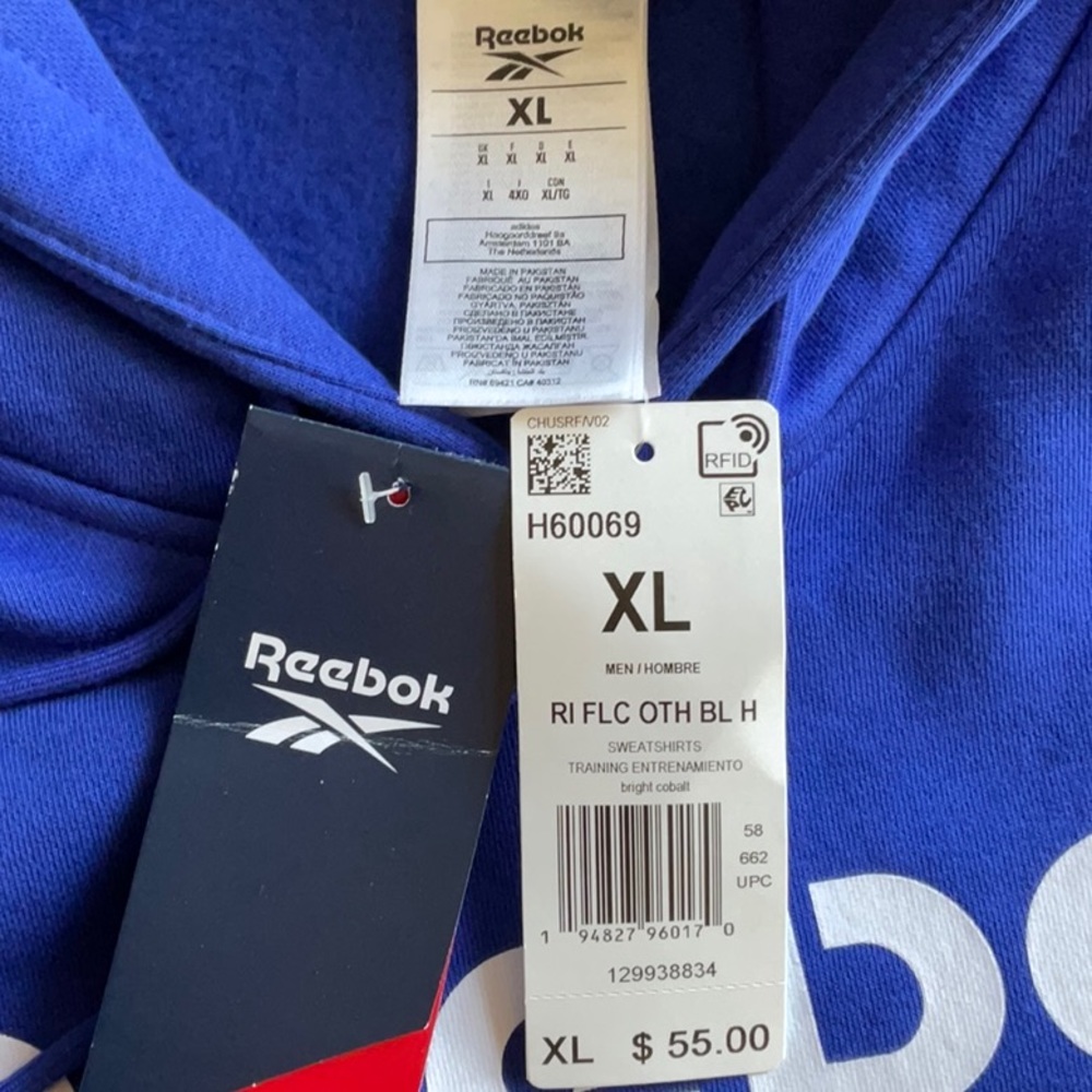 Reebok Bright Cobalt Training Hoodie in Sizes M and XL, NWT - Picture 5 of 16